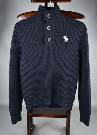 Abercrombie чоловічий вовняний светр під горло темно-синій розмір m s
