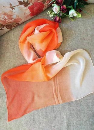 Тонкий легкий шарф из 100% натурального шелкового шифона2 фото