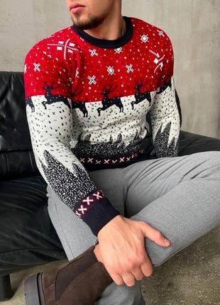 Новогодний свитер мужской зимний new year с оленями черный  кофта мужская теплая шерстяная8 фото