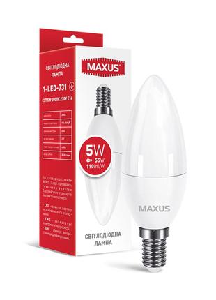 Світлодіодна лампа maxus 1-led-731 c37 5w 3000k 220v e14