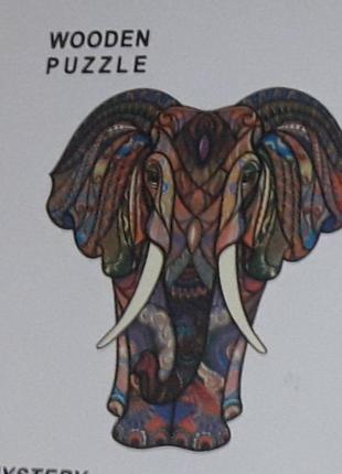 Пазлы деревянные wooden puzzle головоломка вкладыш из цельных фигурок обирается картина слон