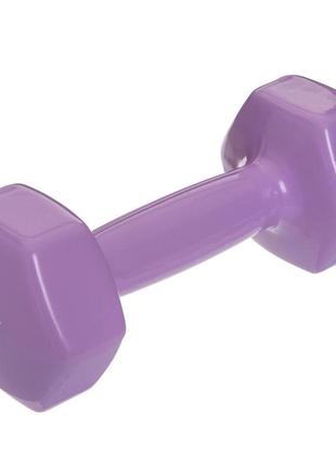 Гантель для фитнеса с виниловым покрытием zelart ta-2777-3 3 кг светло-фиолетовый (sk000130)