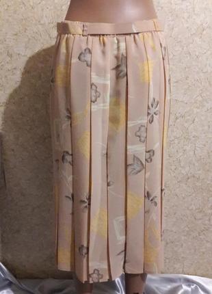 Нежная персиковая юбка-плиссе с поясом, талия на резинке2 фото