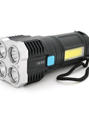 Ліхтарик bailong x-509+cob, 3 режими, корпус-алюміній, водостійкий, ударостійкий, вбудований аккум, сзу, box