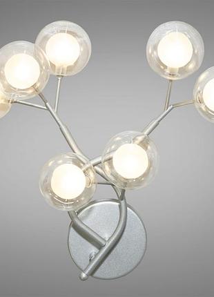 Бра з прозорими матовими кулями на 7 ламп хром сатин b887-7b sl