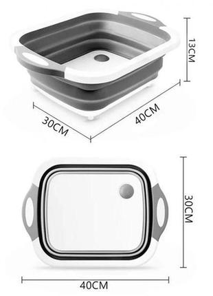 Универсальная разделочная доска складная для мытья и резки овощей a2-86, миска складная силиконовая3 фото
