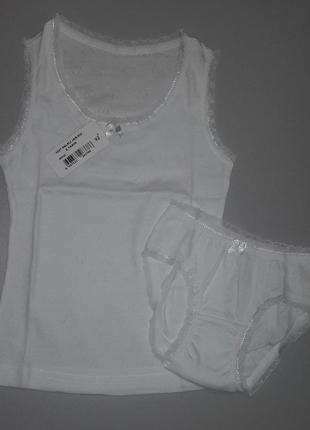 Комплект нижнего белья для девочки белый из перфорированного хлопка (sevim, турция)3 фото