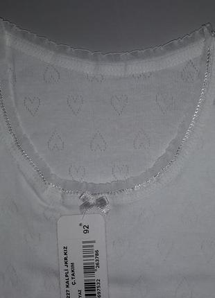 Комплект нижнего белья для девочки белый из перфорированного хлопка (sevim, турция)4 фото