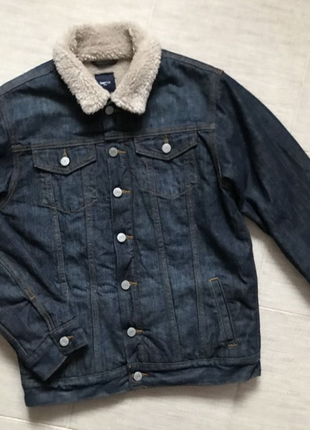 Тепла джинсова куртка-підлітка, на підкладці з шерпи, gapkids sherpa lined denim jacket. 160