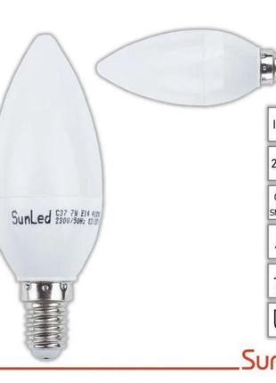 Led лампа 7вт свічка e14 с37 світлодіоди smd ldb-74-14