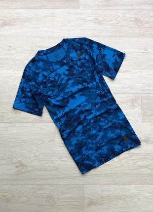 Компресійна футболка nike pro hypercool fitted training t-shirt camo blue/black2 фото