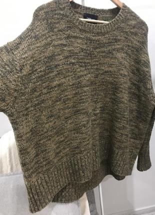 Zara негабаритный свободный меланжированый шерстяной свитер oversize zara7 фото