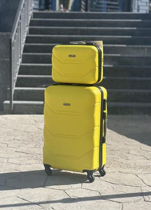 Набор чемоданов м+ бьюти кейс (средний + кейс )wings 147,абс+,колеса 360,кодовый замок