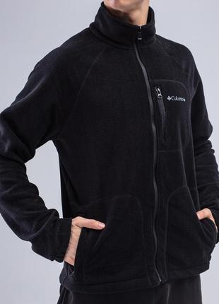 Флисовая кофта мужская columbia с3019 с карманами флиска для мужчин на молнии черная флис коламбия4 фото