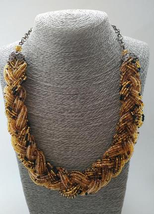 Плетеное бисерное ожерелье3 фото