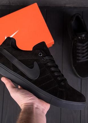 Мужские кожаные кроссовки  nike black5 фото