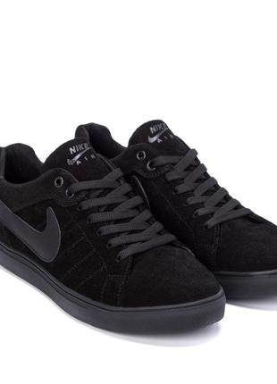 Мужские кожаные кроссовки  nike black2 фото