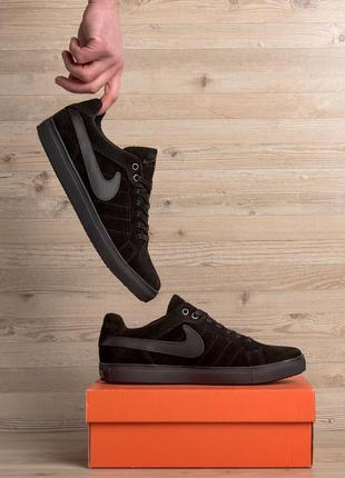 Мужские кожаные кроссовки  nike black8 фото