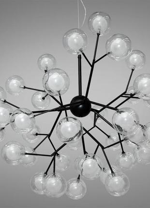 Люстра з прозорими матовими кулями на 36 ламп чорний 887-36b bk2 фото