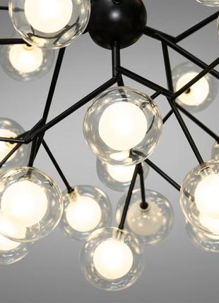 Люстра з прозорими матовими кулями на 36 ламп чорний 887-36b bk3 фото