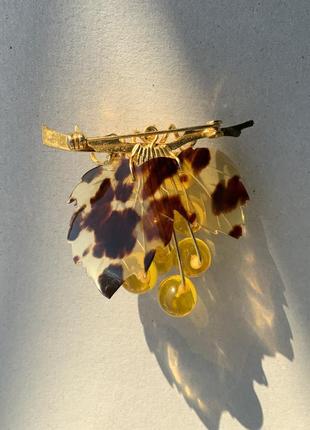 Брошь панцирь черепахи япония винтаж гроздь виноград 🍇 осень2 фото