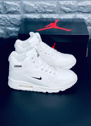 Зимние кроссовки nike air jordan 90 white cat белые с мехом найк джордан +5° -21°6 фото