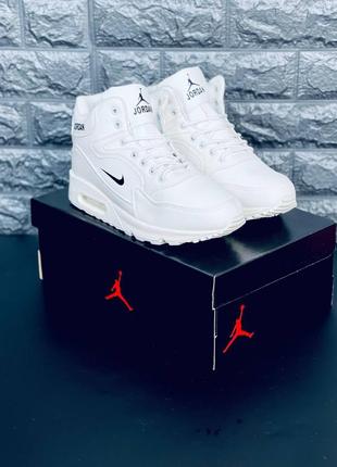 Зимние кроссовки nike air jordan 90 white cat белые с мехом найк джордан +5° -21°8 фото