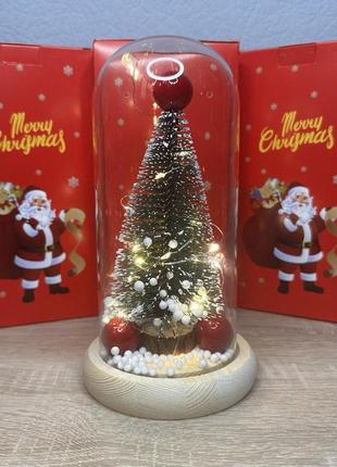 Ялинка в колбі christmas tree з led підсвічуванням 22см подарунок на новий рік та різдво святковий декор4 фото