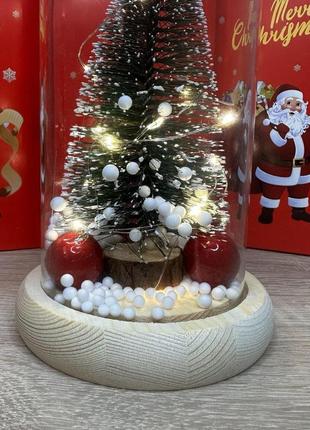 Ялинка в колбі christmas tree з led підсвічуванням 22см подарунок на новий рік та різдво святковий декор5 фото