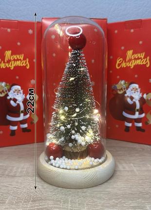 Ялинка в колбі christmas tree з led підсвічуванням 22см подарунок на новий рік та різдво святковий декор8 фото