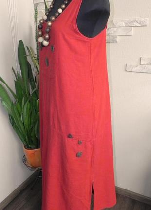 Длинный сарафан в стиле бохо с карманами4 фото