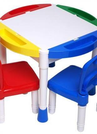 Дитячий стіл microlab toys конструктор ігровий центр + 2 стільці (gt-14)