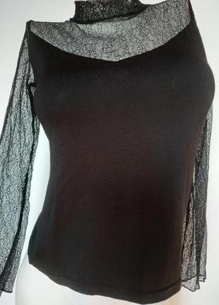 Романтична блуза-гольф для дівчини чорна розмір м violana irene-віолан1 фото