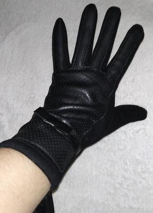 Жіночі шкіряні сенсорні утеплені рукавички
