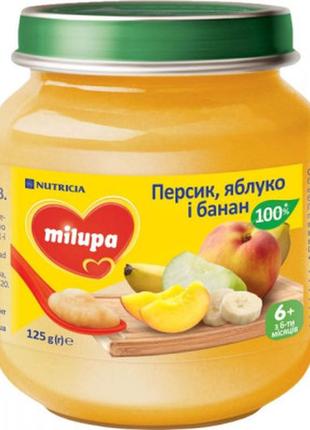 Детское пюре milupa яблоко банан персик 125 г (5900852051425)