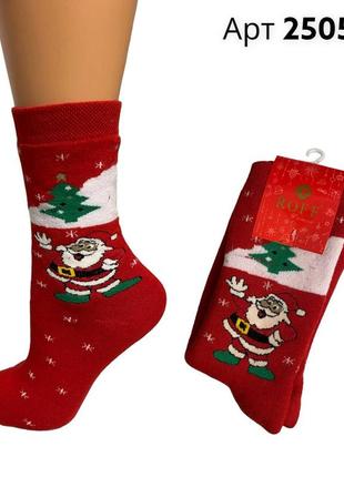 Новорічні махрові жіночі шкарпетки р 38-40 roff туреччина арт 25053 набір 2шт мікс3 фото