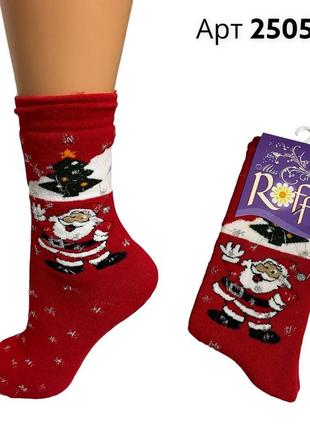 Новорічні махрові жіночі шкарпетки р 38-40 roff туреччина арт 25053 набір 2шт мікс4 фото