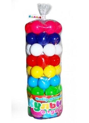 Набір дитячий "кульки в тубусі" 62 шт "діам 6 см вакуум арт 0262