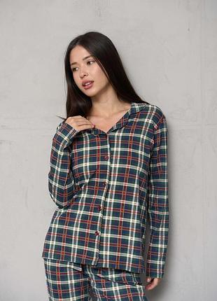 Жіноча піжама на ґудзиках - у клітинку - family look для пари