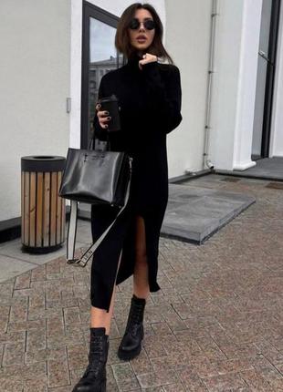 Платье рубчик с разрезом - 8 цветов 🖤💙❤️💛