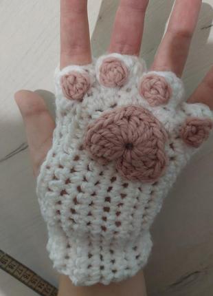 Митенки кошачьи лапки перчатки без пальчиков