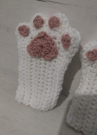 Митенки кошачьи лапки перчатки без пальчиков