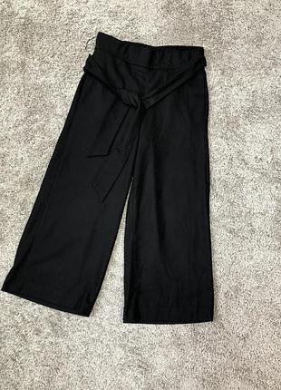 Брюки укороченные женские черные zara, брюки