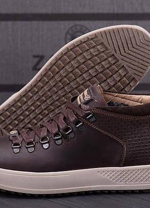 Чоловічі зимові шкіряні черевики zg chocolate exclusive10 фото