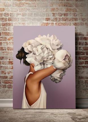 Картина на полотні дівчина з квітами на голові