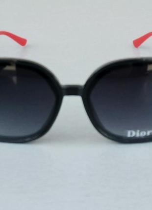 Christian dior жіночі сонцезахисні окуляри чорні з червоними дужками2 фото