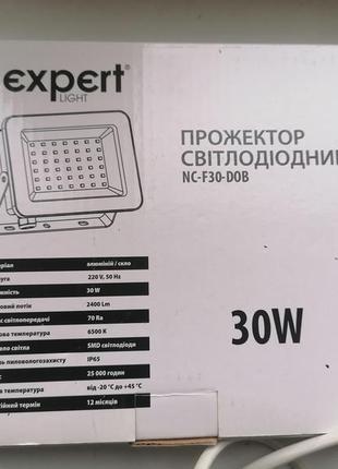 Світильник світлодіодний 30 вт ip65 чорний expert nc-f30-dob4 фото