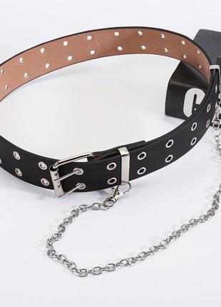 Ремінь з ланцюжком 9947-29 панк пояс з ланцюгом панк довжина 105см з металевими отворами