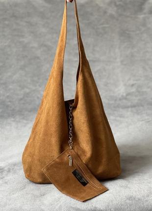 Замшева світло-коричнева сумка monica, італія, кольори в асортименті