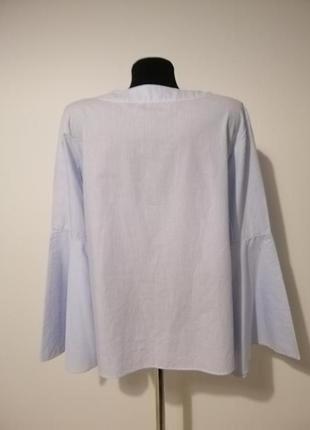 Стильна блуза в смужку з натуральної тканини з красивими рукавами6 фото